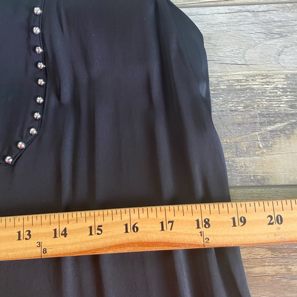 Zara Satin Studded Midi Dress Size M Oversized Black‎ Sleeveless Split Sides - Picture 6 of 10